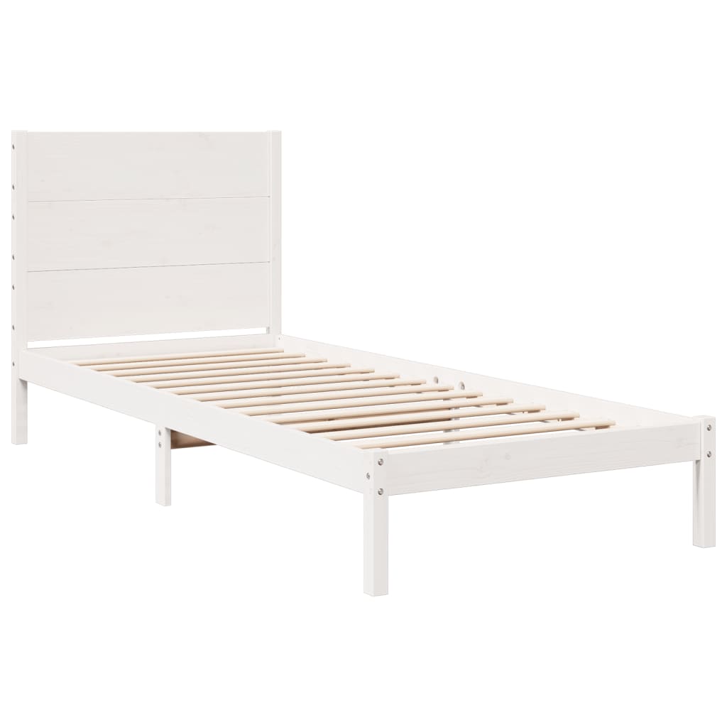 Extra Long Bed Frame without Mattress White 100x210 cm Solid Wood