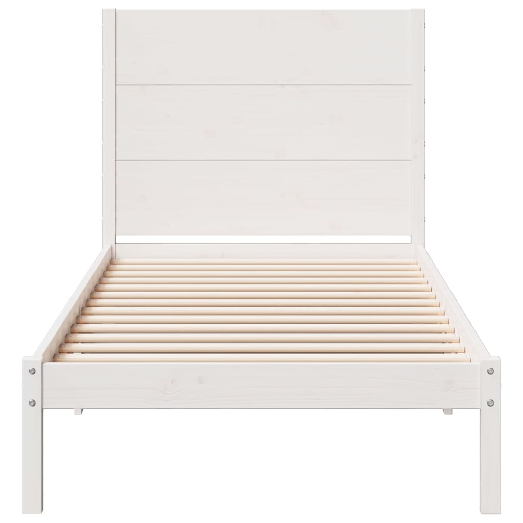 Extra Long Bed Frame without Mattress White 100x210 cm Solid Wood