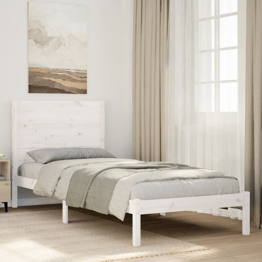 Extra Long Bed Frame without Mattress White 100x210 cm Solid Wood