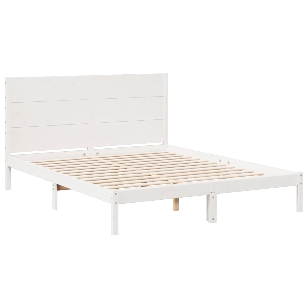 Extra Long Bed Frame without Mattress White 140x210 cm Solid Wood