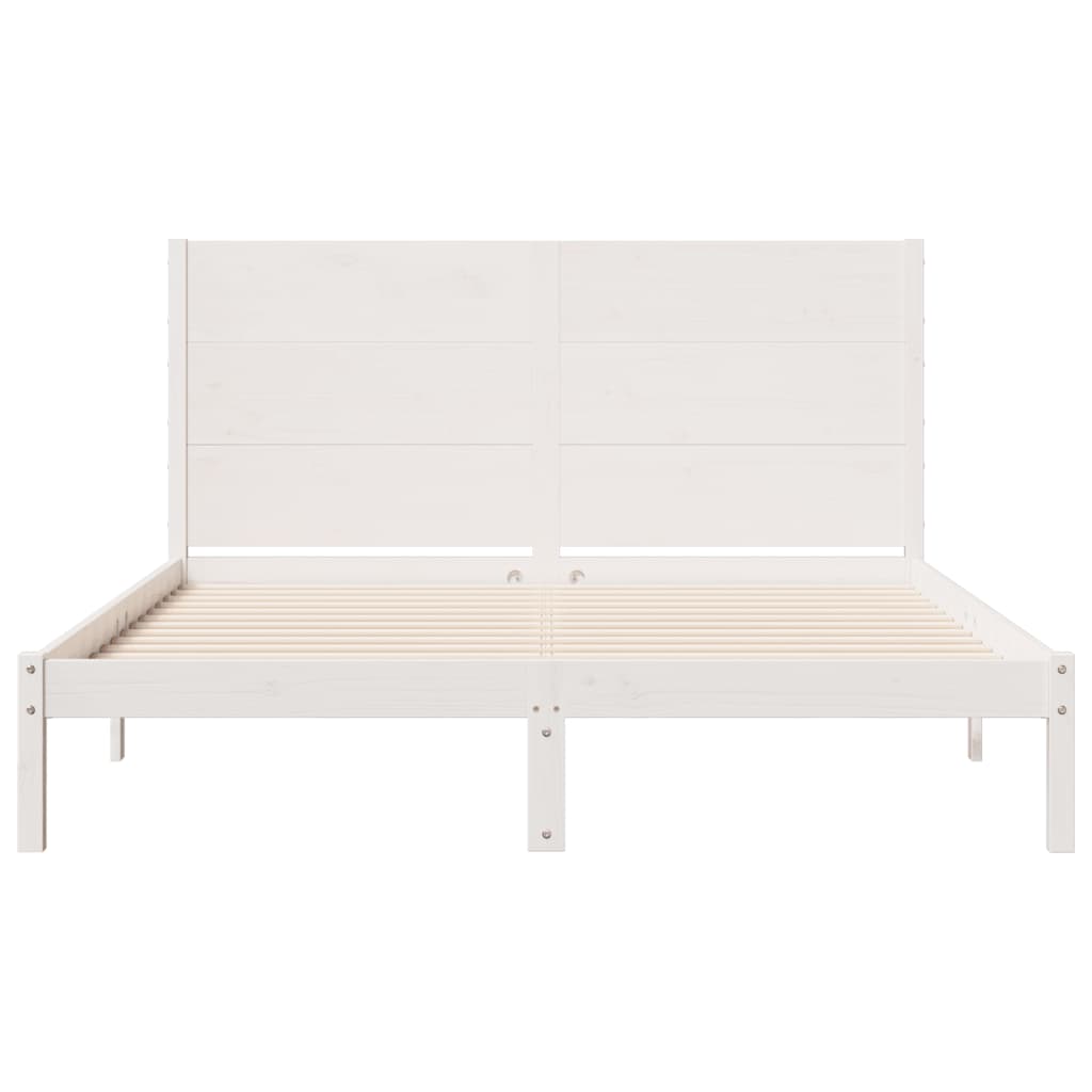 Extra Long Bed Frame without Mattress White 140x210 cm Solid Wood