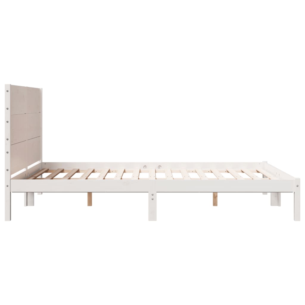 Extra Long Bed Frame without Mattress White 140x210 cm Solid Wood