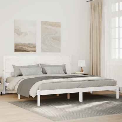 Extra Long Bed Frame without Mattress White 140x210 cm Solid Wood