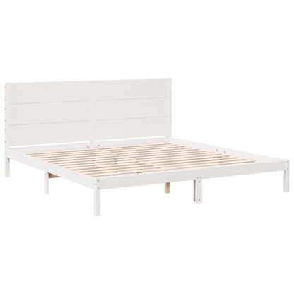 Extra Long Bed Frame without Mattress White 180x210 cm Solid Wood