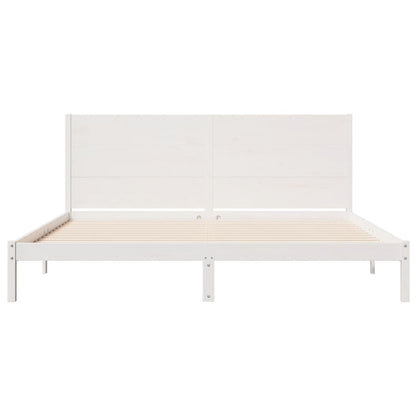 Extra Long Bed Frame without Mattress White 180x210 cm Solid Wood