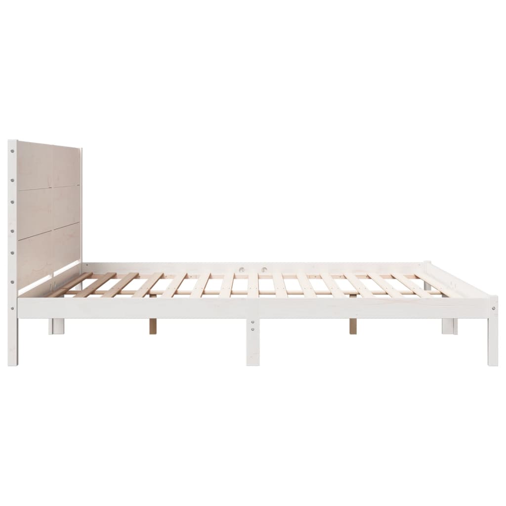 Extra Long Bed Frame without Mattress White 180x210 cm Solid Wood