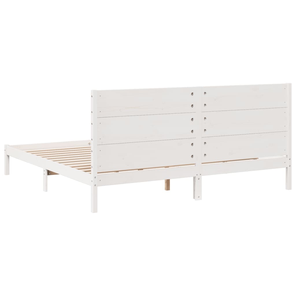 Extra Long Bed Frame without Mattress White 180x210 cm Solid Wood