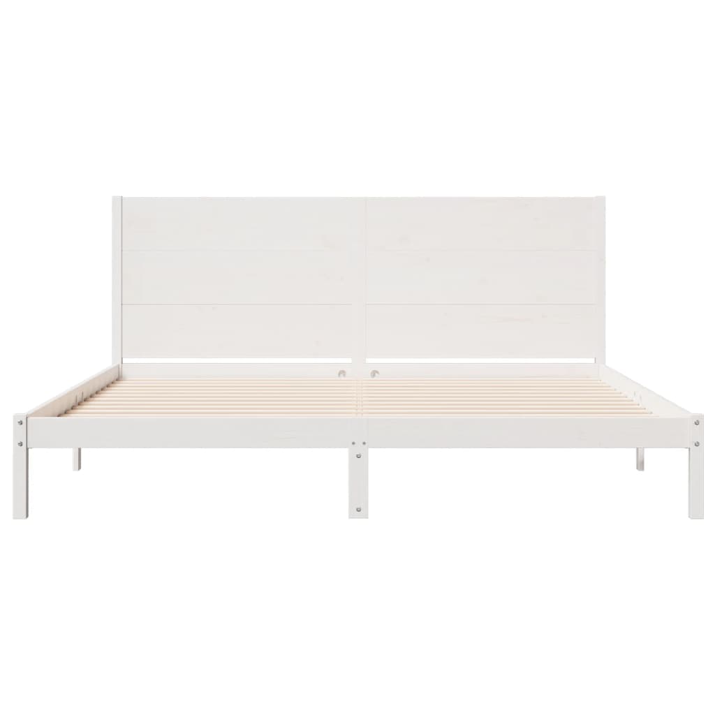 Extra Long Bed Frame without Mattress White 200x210 cm Solid Wood