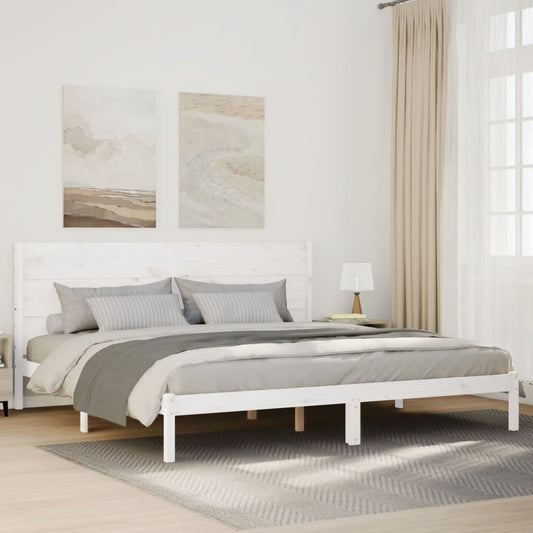 Extra Long Bed Frame without Mattress White 200x210 cm Solid Wood