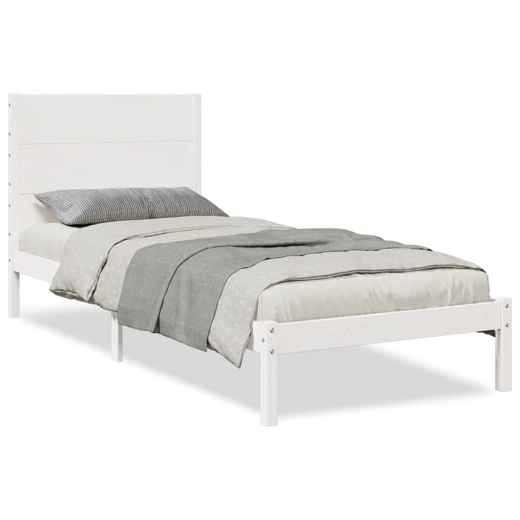 Extra Long Bed Frame without Mattress White 100x220 cm Solid Wood