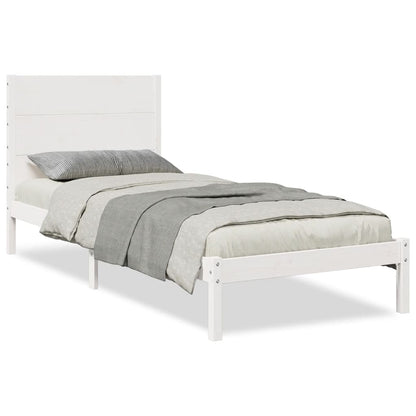 Extra Long Bed Frame without Mattress White 100x220 cm Solid Wood