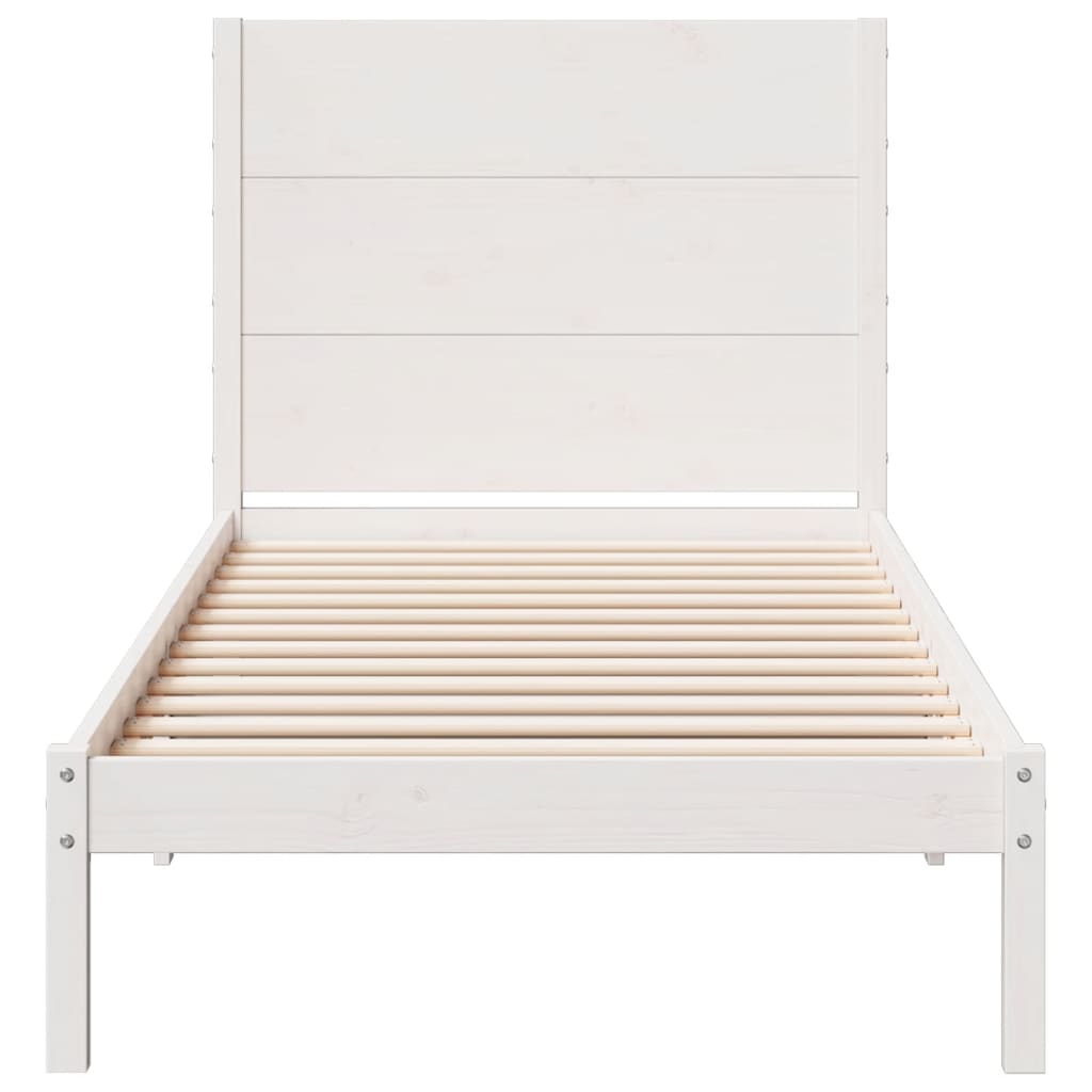 Extra Long Bed Frame without Mattress White 100x220 cm Solid Wood