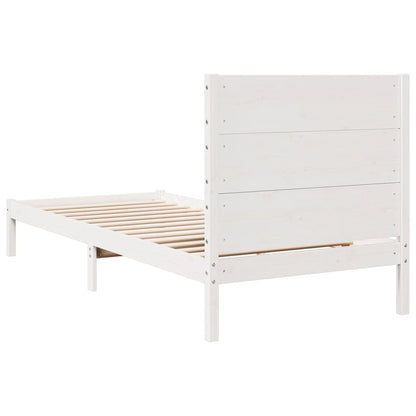 Extra Long Bed Frame without Mattress White 100x220 cm Solid Wood