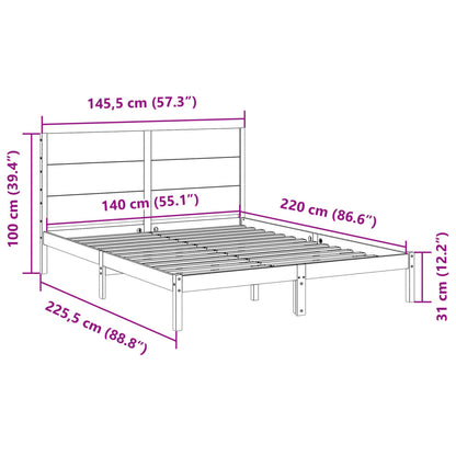 Extra Long Bed Frame without Mattress 140x220 cm Solid Wood