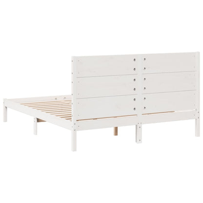 Extra Long Bed Frame without Mattress White 160x220 cm Solid Wood