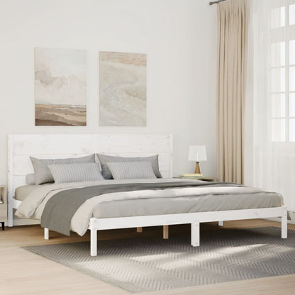 Extra Long Bed Frame without Mattress White 160x220 cm Solid Wood