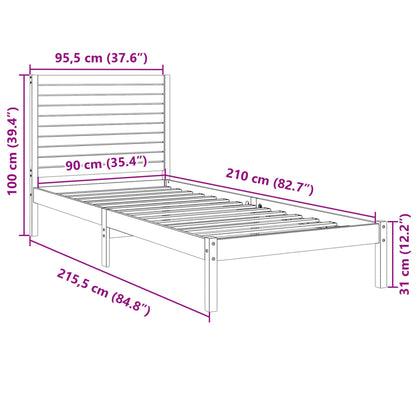 Extra Long Bed Frame without Mattress 90x210 cm Solid Wood