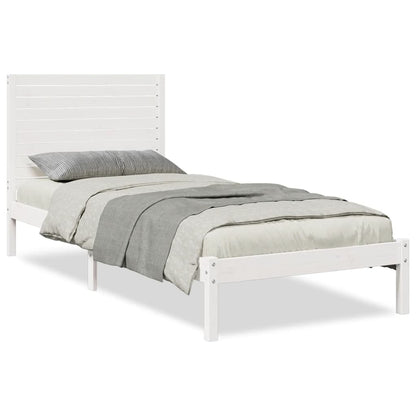 Extra Long Bed Frame without Mattress White 100x210 cm Solid Wood