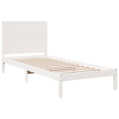 Extra Long Bed Frame without Mattress White 100x210 cm Solid Wood