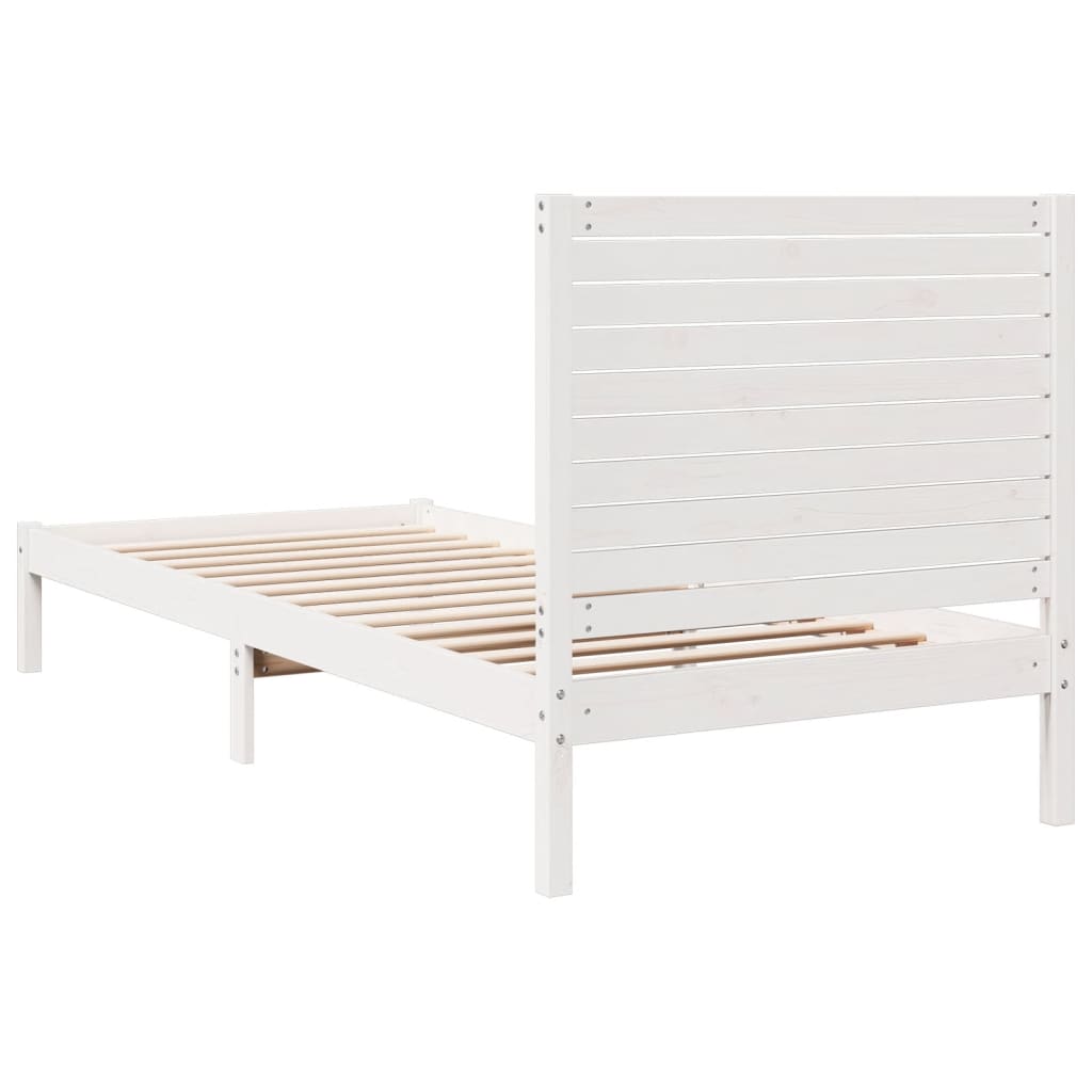 Extra Long Bed Frame without Mattress White 100x210 cm Solid Wood