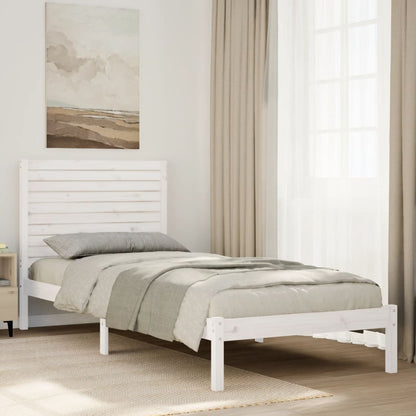 Extra Long Bed Frame without Mattress White 100x210 cm Solid Wood