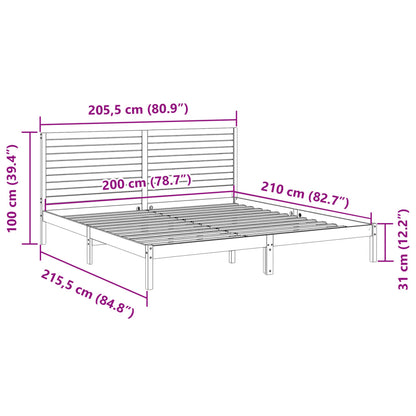 Extra Long Bed Frame without Mattress 200x210 cm Solid Wood