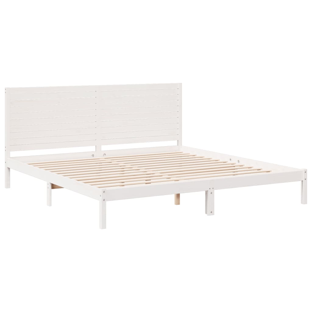 Extra Long Bed Frame without Mattress White 200x210 cm Solid Wood