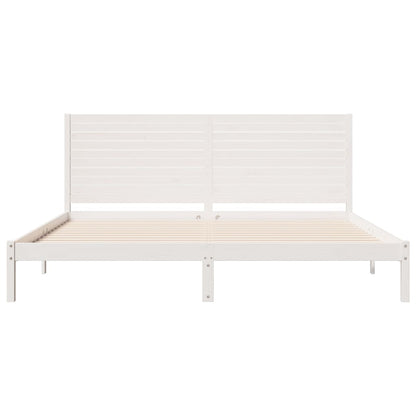 Extra Long Bed Frame without Mattress White 200x210 cm Solid Wood