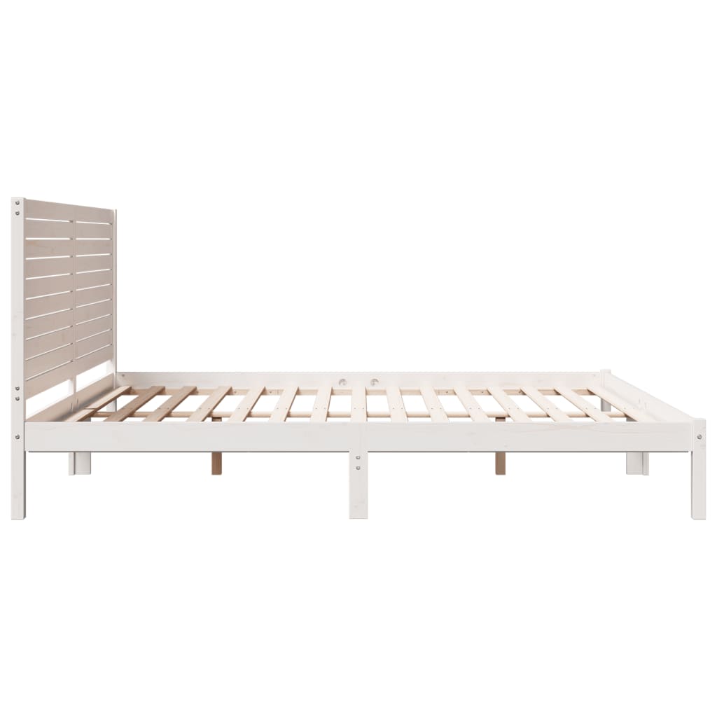 Extra Long Bed Frame without Mattress White 200x210 cm Solid Wood