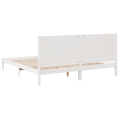 Extra Long Bed Frame without Mattress White 200x210 cm Solid Wood