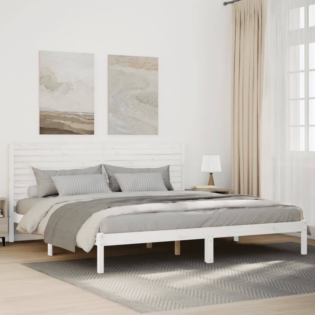 Extra Long Bed Frame without Mattress White 200x210 cm Solid Wood