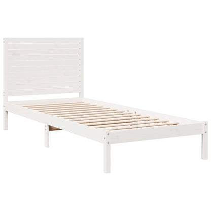 Extra Long Bed Frame without Mattress White 100x220 cm Solid Wood