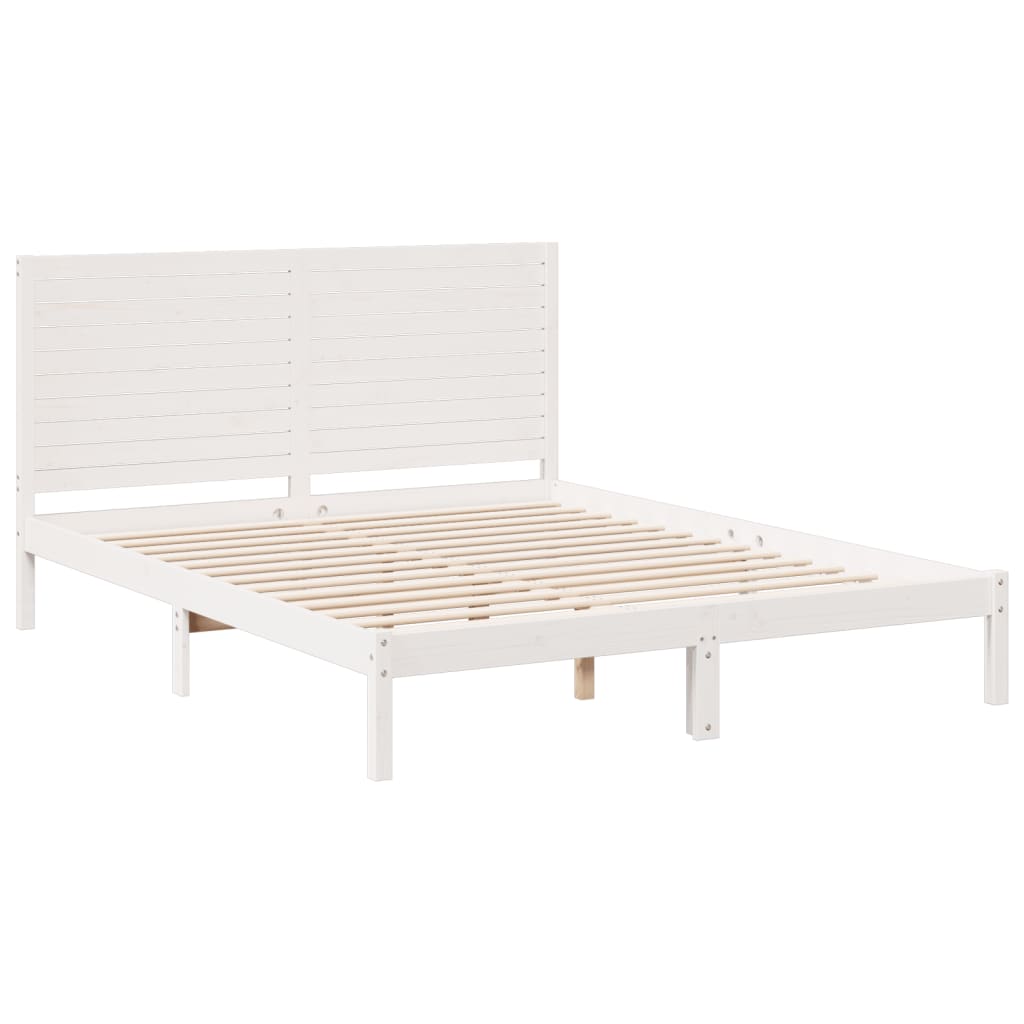 Extra Long Bed Frame without Mattress White 160x220 cm Solid Wood