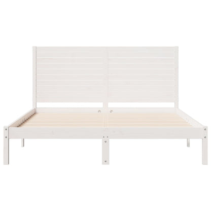 Extra Long Bed Frame without Mattress White 160x220 cm Solid Wood