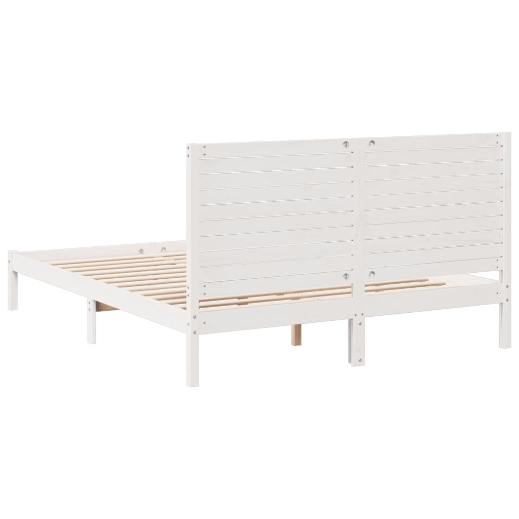 Extra Long Bed Frame without Mattress White 160x220 cm Solid Wood