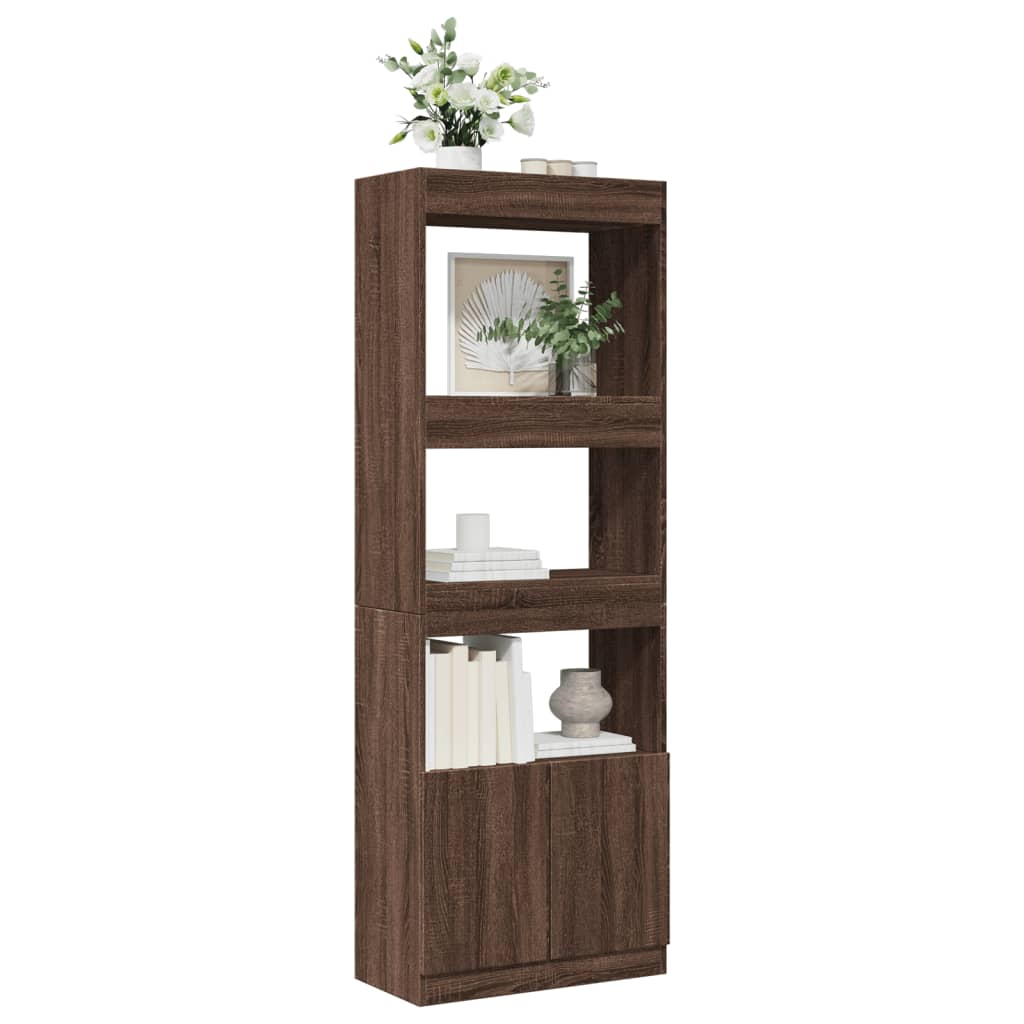 Highboard Brown Oak 63x33x180 cm Engineered Wood