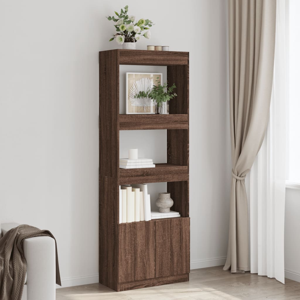 Highboard Brown Oak 63x33x180 cm Engineered Wood