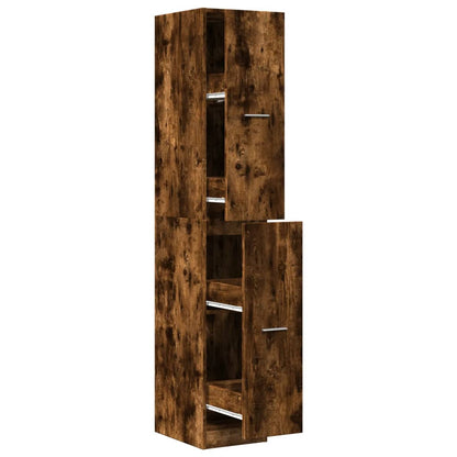 Apothecary Cabinet Smoked Oak 30x41x174.5 cm Engineered Wood