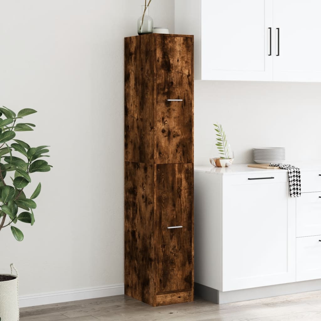 Apothecary Cabinet Smoked Oak 30x41x174.5 cm Engineered Wood