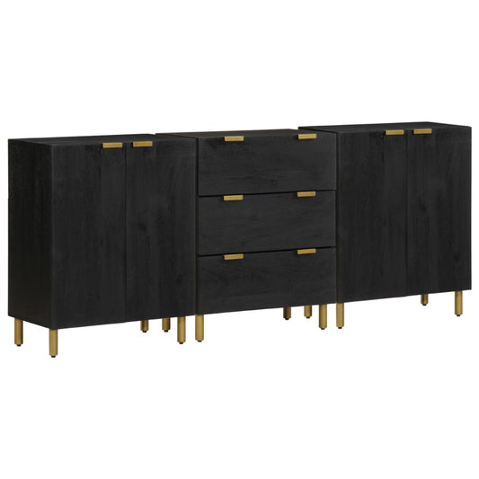 3 Piece Sideboards Black Engineered Wood