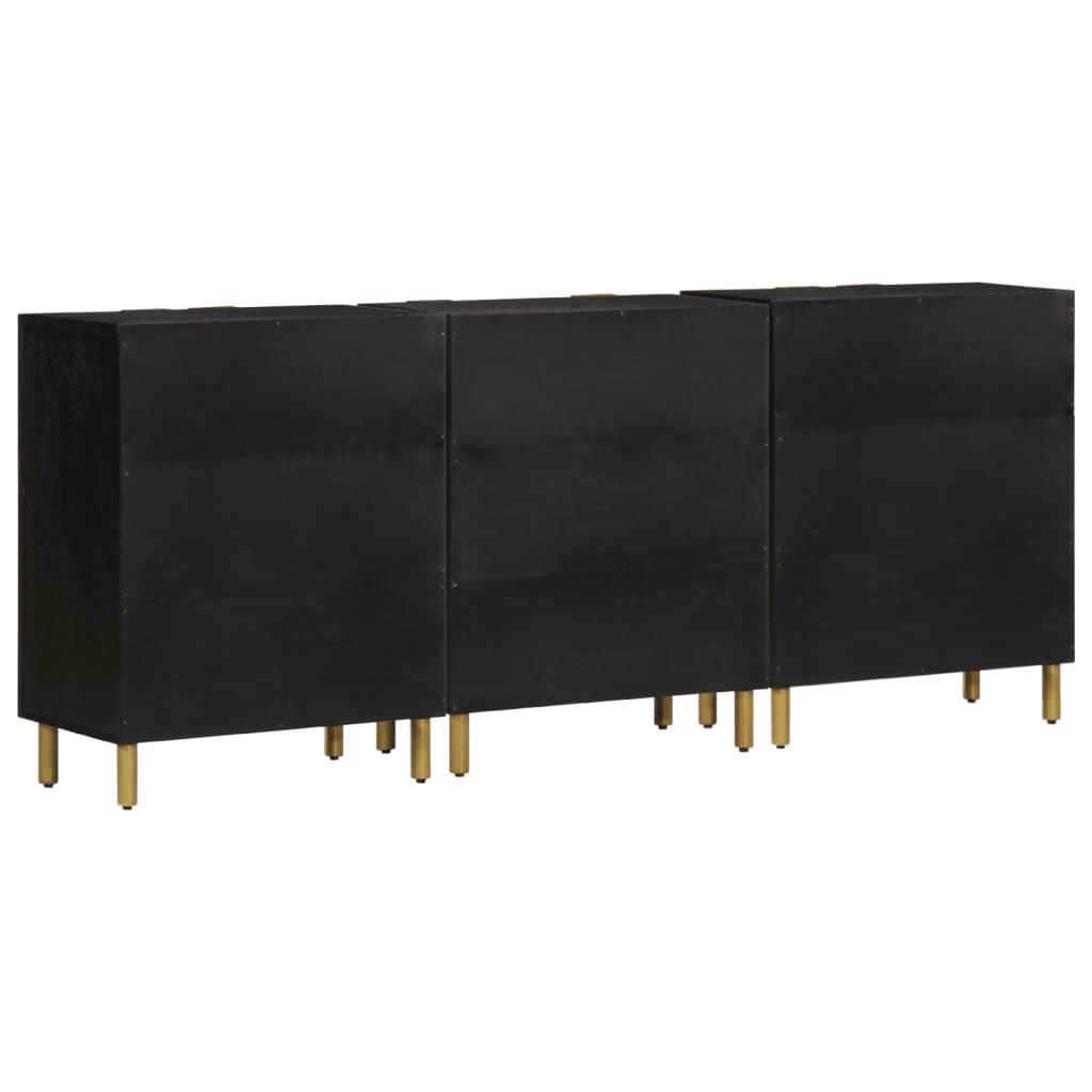 3 Piece Sideboards Black Engineered Wood