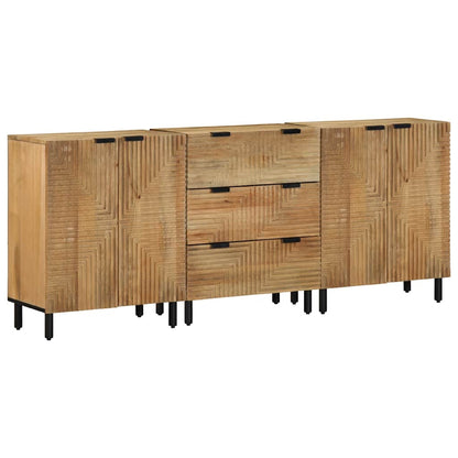 3 Piece Sideboards Brown 60x33x75 cm Solid Wood Mango