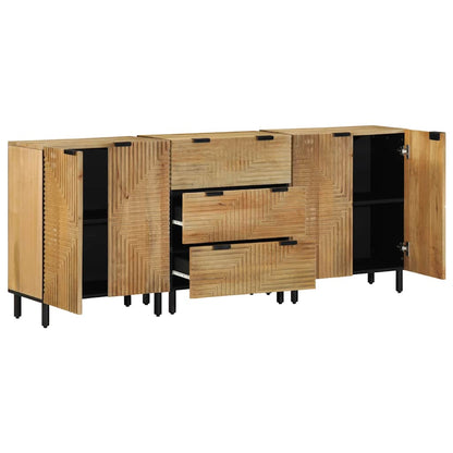 3 Piece Sideboards Brown 60x33x75 cm Solid Wood Mango