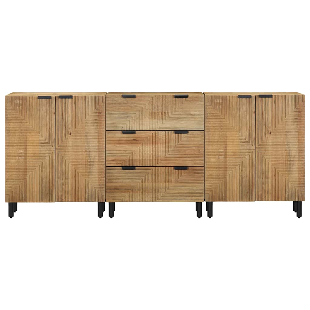 3 Piece Sideboards Brown 60x33x75 cm Solid Wood Mango