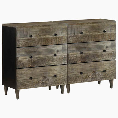 Sideboards 2 pcs Light Grey 60x33.5x75 cm Solid Wood Mango