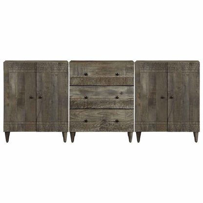 3 Piece Sideboards Light Grey 60x33.5x75 cm Solid Wood Mango