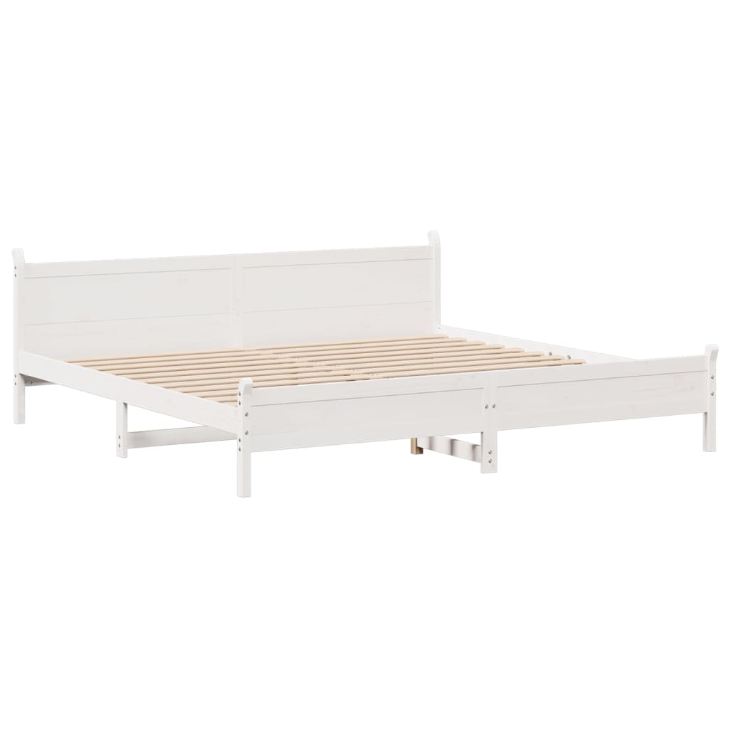 Bed Frame without Mattress White 200x200 cm Solid Wood Pine