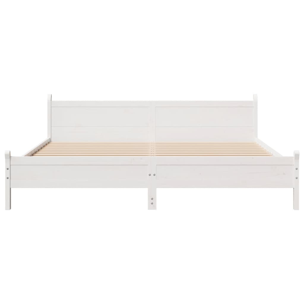 Bed Frame without Mattress White 200x200 cm Solid Wood Pine