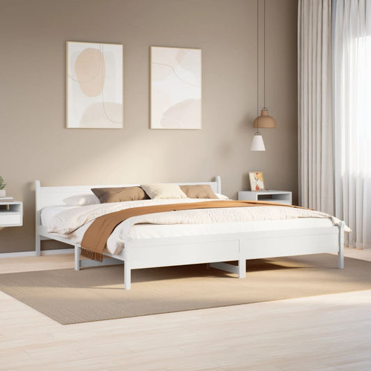 Bed Frame without Mattress White 200x200 cm Solid Wood Pine