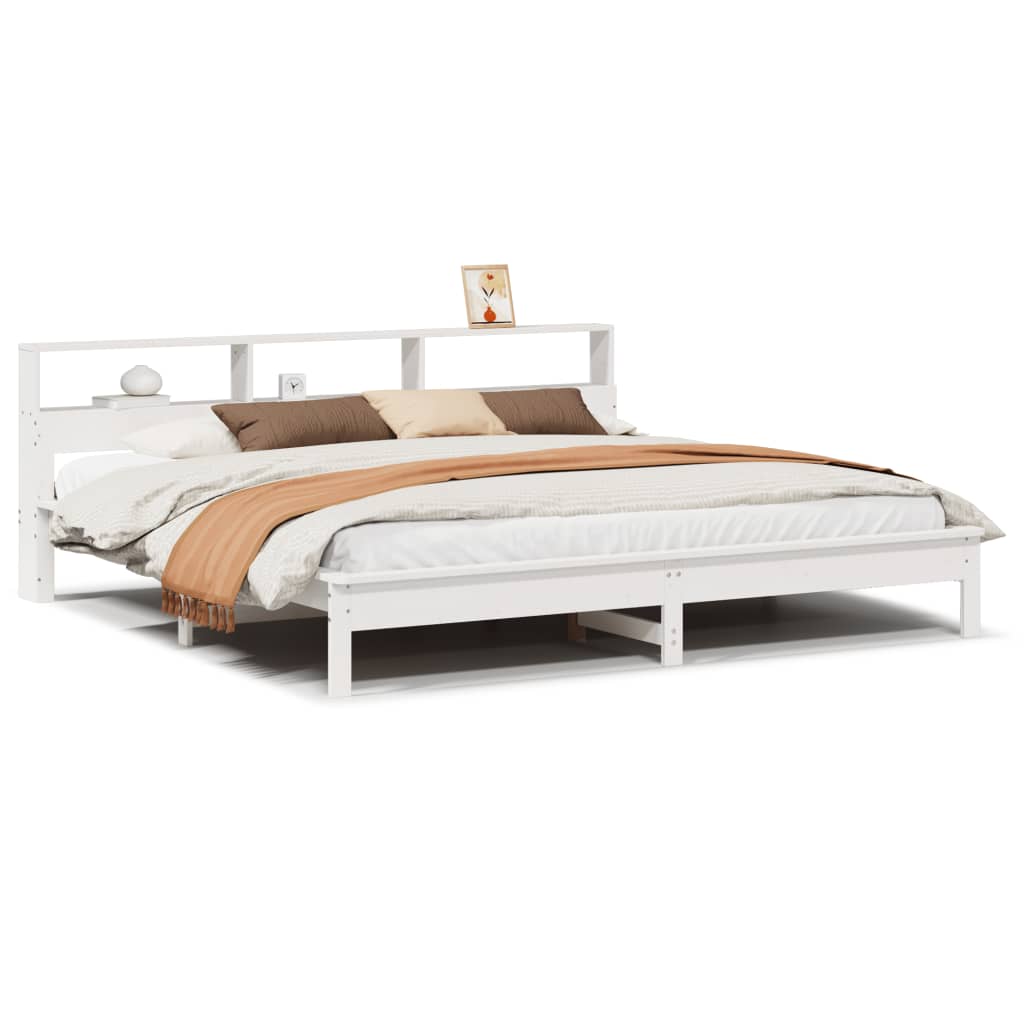 Bed Frame without Mattress White 200x200 cm Solid Wood Pine